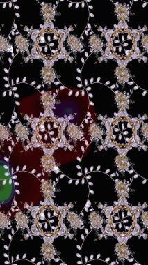 Siyah, nötr ve kahverengi renklerde bahar çiçekleri. Patlayan çiçekler soyut olarak yerleştirilmiş. Raster illüstrasyonu. Raster deseni.