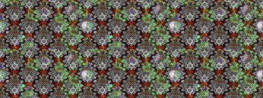 Moda arka planında parlak buketler. Raster illüstrasyonu. Kumaş, duvar kağıdı ve kağıt üzerine baskı yapmak için gelişen arka plan. Eski usul küçük çiçekli şirin bir eskiz deseni..