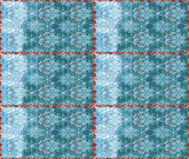 Mavi renklerde. Raster illüstrasyonu. Çiçekli güzel suluboya desen.