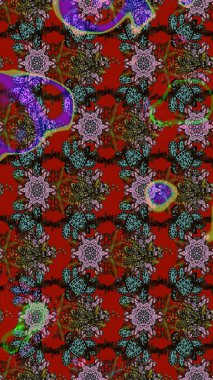 Renkli Bahar Teması eskiz kalıbı. Çiçekler kırmızı, kahverengi ve gri renklerde. Raster illüstrasyonundaki çiçek desenli çizim. Düz Çiçek Elementleri Tasarımı.