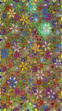 Çiçekli el, pürüzsüz desen çizmiş. Modern gelişim kahverengi ve yeşil raster arkaplan duvar kağıdı resimleme klasik çizgili iz sürme desenli çiçekler, çiçekli süsler.