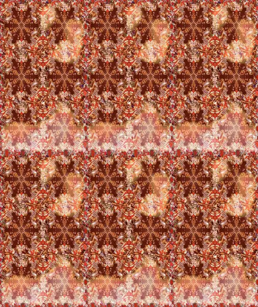 Çiçeklerle suluboya desenli çiçek deseni. Raster illüstrasyonu. Kahverengi ve turuncu renkli güzel tekstil..