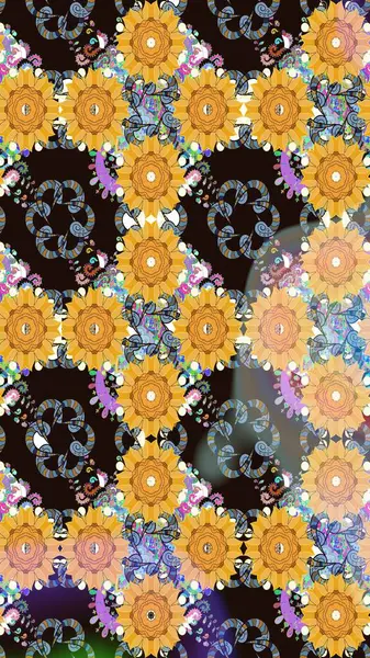 Raster Çiçek İllüstrasyonu güzel tekstil. Gri renkli etnik çiçeklerle zarif eskiz deseni.