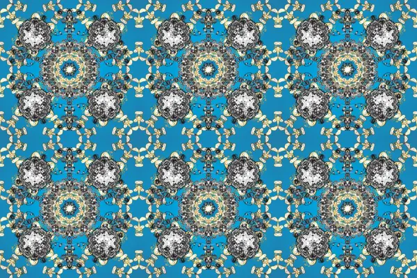 Barok tarzında kusursuz bir doğulu süsü. Raster geleneksel altın pürüzsüz desen gri, nötr ve mavi renkler.