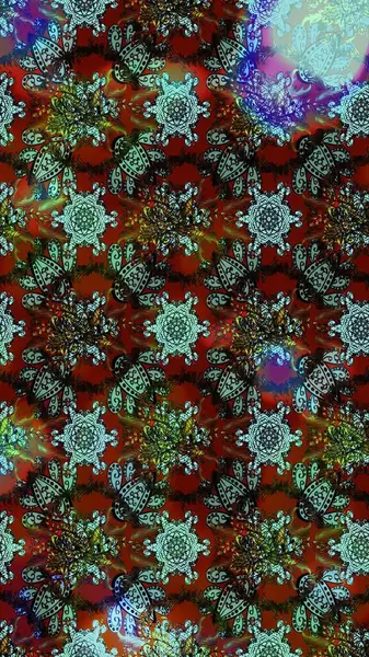 Kahverengi, mavi ve yeşil renklerde. Çiçek. Raster illüstrasyonu. Taslak dekoratif arka plan, çiçek mandala.