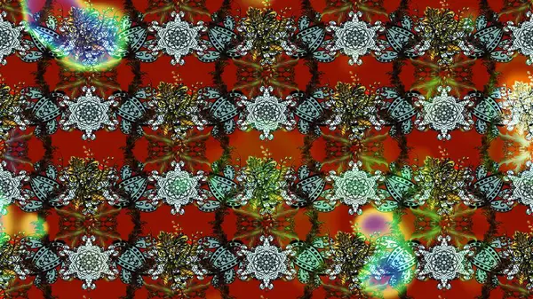 Halk tarzı. Parlak renkli çiçekleri ve kahverengi, kırmızı ve gri renkte yaprakları olan harika bir çiçek deseni. Moda baskıları için zarif bir şablon. Modern çiçek arkaplanı.