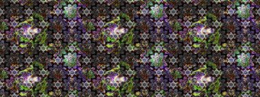 Küçük gri çiçekli oldukça eski bir besin torbası deseni. Millefleur 'lar. Tekstil, kumaş, kapaklar, duvar kağıtları, baskı, paket, koleksiyon defteri, örgü, dekupaj için çiçek arkaplanı..