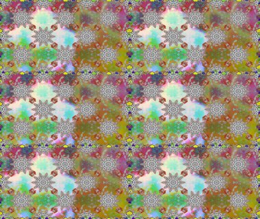 Güzel çiçekli ve yapraklı kusursuz desenler gri renklerde suluboya desenli, duvar kağıdı, kart ya da kumaş için fayanslı. Raster illüstrasyonu.