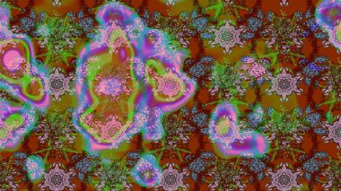 Küçük çiçekte güzel bir desen var. Çiçek kolajı. Raster deseni. Doğa. - Kahverengi, yeşil ve mavi çiçekler. Çiçek arkaplan. Çiçek bileşimi.