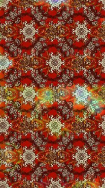 3D çiçekler, eskiz. Kahverengi, kırmızı ve bej renklerde. Raster illüstrasyonu.