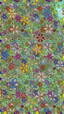 Parlak çiçekli kolaj çiçekleri yeşil ve nötr. Çiçekli zambaklar kusursuz bir arka plan. Çiçek tasarımı için inanılmaz kolaj cennet tarzı..