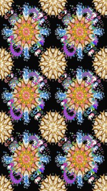 Moda baskıları için zarif bir şablon. Motley illüstrasyonu. Küçük renkli çiçekler. Küçük çiçekte güzel bir desen. Çiçekli bahar çiçekleri.