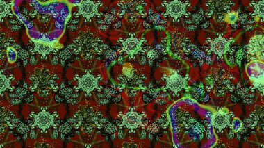 Düz Çiçek Elementleri Tasarımı. Yeşil, kahverengi ve gri renkli çiçekler. Renkli Yaz Temalı eskiz kalıbı. Çiçekli retro deseni çiz.