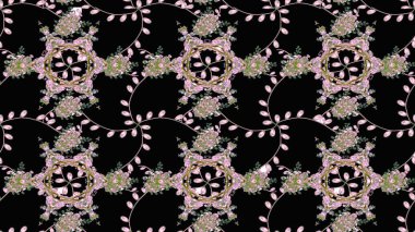 Nazik, narin çiçek arkaplanı. Çiçekli karalama şeklinde Raster çiçek deseni. Siyah, nötr ve yeşil renkte çiçekler.