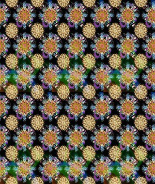 Siyah renkli çiçekler. Kumaş desenli papatya çiçekleri ayrıntıları.