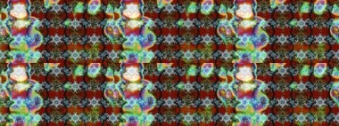 Raster deseni. Bahar çiçekleriyle desen dallı, yeşil, mavi ve kırmızı renkler çiçekli siluet.