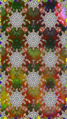 Süslü kumaş deseni. Raster deseni. Çiçekli, suluboya desenli kusursuz çiçek deseni.