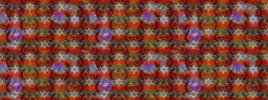 1950-1960 motifleri. El çizimi çiçek unsurları olan soyut çizim raster deseni. Çiçekli ipek eşarp. Retro tekstil tasarım koleksiyonu. Kahverengi, kırmızı ve gri kahverengi, kırmızı ve gri.