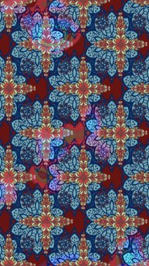 Çiçek desenli eskiz. Gömlek baskısı için çiçek boyası. Mavi renkte çiçekler.