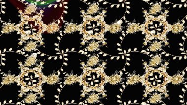 Çiçek tasarımı için inanılmaz bir kolaj cenneti tarzı. Parlak çiçekli kolaj çiçekleri siyah, bej ve nötr. Çiçekli zambaklar eskiz arka planı.