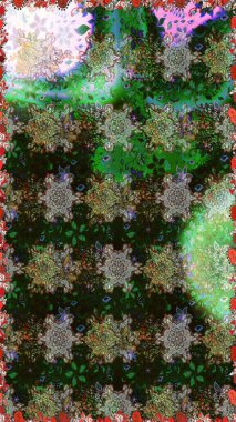 Çiçekler, yapraklar, dekoratif elementler, sıçramalar, lekeler, el çizimleri çizimleri ve Doodle çizimleri, grafik raster çizimleri.