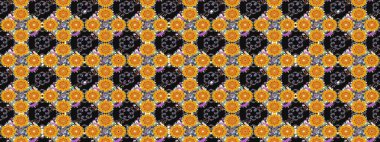 Parlak renkli çiçekleri ve gri ve sarı renklerde yaprakları olan kusursuz çiçek desenleri. Halk tarzı. Modern çiçek arkaplanı. Moda baskıları için zarif bir şablon.