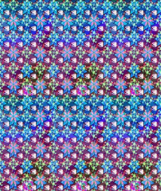 El çizimi çiçek çizimi deseni (fayans). Şirin çiçekli, desenli, mavi renkli renkli bir eskiz deseni. Tekstil için suluboya çizim deseni.