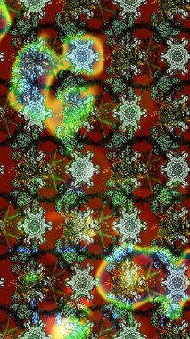 Raster illüstrasyonu. Şirin çiçekli eskiz deseni ve yeşil renkli yapraklar, suluboya çiçek deseni, duvar kağıdı, kart veya kumaş için fayanslı.