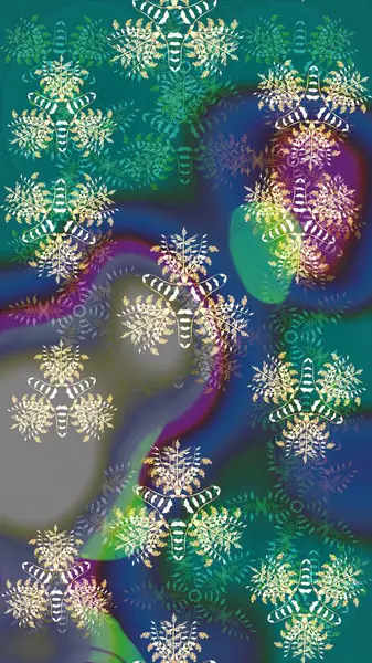 Çiçekli karalama şeklinde Raster çiçek deseni. Mavi ve yeşil renkli çiçekler. Nazik, narin çiçek arkaplanı.