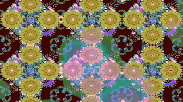 Robot resim. Küçük çiçekteki sevimli çiçek deseni. Raster illüstrasyonu.