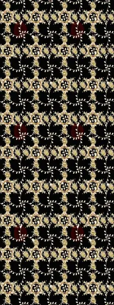 Küçük siyah ve bej desenli, çiçekli, oldukça eski bir besin torbası. Tekstil, kumaş, kapaklar, duvar kağıtları, baskı, naylon, yapıştırma, örgü, dekupaj için çiçeksiz arkaplan. Millefleurlar