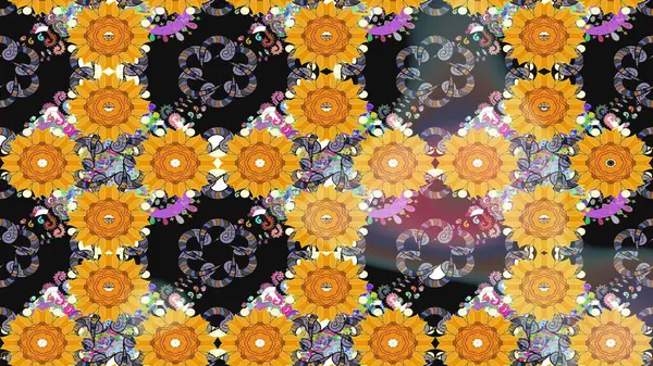 Gri renkli etnik çiçekli zarif eskiz deseni. Raster Çiçek İllüstrasyon Şirin Tekstil.