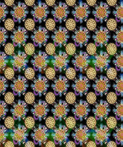 Siyah renkli çiçekler. Kumaş desenli papatya çiçekleri ayrıntıları.