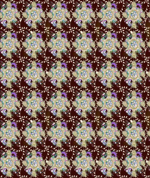 Kahverengi renkli çiçekler. Tatil havası. Raster güzel bir çiçek deseni çizmiş. Bahar mevsimi. Nazik romantik baskı.