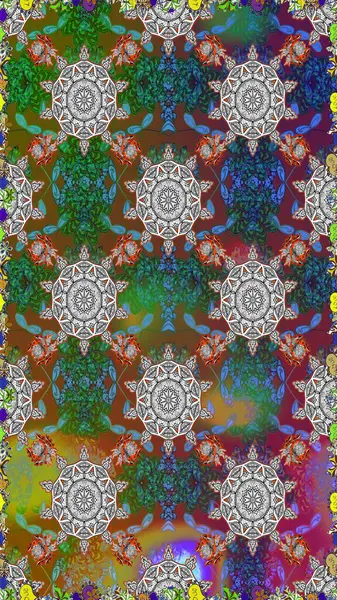 Suluboya etkisi. Organik elementler. Botanik kusursuz desen. Raster deseni.