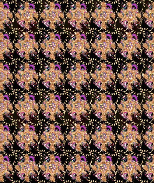 Taslak desenli, modaya uygun kumaş deseni. Renkli Bahar Teması eskiz kalıbı. Düz Çiçek Elementleri Tasarımı. Raster illüstrasyonu. Şirin çiçek elementleri..