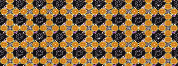 Parlak renkli çiçekleri ve gri ve sarı renklerde yaprakları olan kusursuz çiçek desenleri. Halk tarzı. Modern çiçek arkaplanı. Moda baskıları için zarif bir şablon.