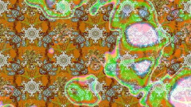 Tropik çiçek desenleri. Kahverengi, yeşil ve nötr renklerde çiçekler. Raster illüstrasyonu.