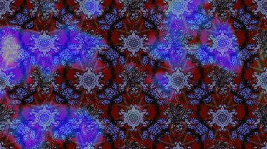 Raster illüstrasyonu. Mor, mavi ve siyah renkte çiçekler. Çizim çiçek deseni duvar kağıdı için kullanılabilir.