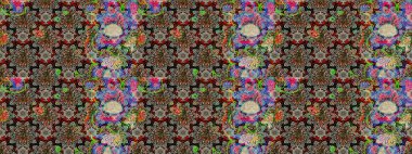 Çiçekler suluboya eskiz deseni. Raster Stili kumaş deseni.