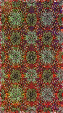 Şirin çiçek elementleri. Raster illüstrasyonu. Kahverengi renkli çiçekler. Kusursuz..