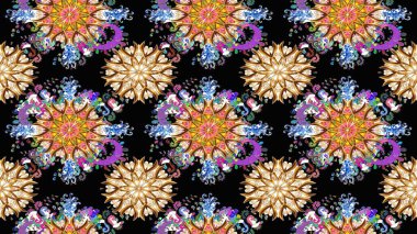 Raster suluboya çiçek deseni, narin çiçekler, siyah çiçekler, tebrik kartı şablonu. Güzel kumaş deseni.