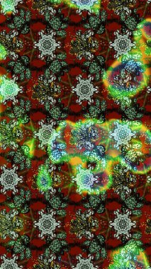 Yeşil, kahverengi ve siyah renklerde zarif çiçekli suluboya. Raster illüstrasyonu. Düz Çiçek Elementleri Tasarımı. Renkli Bahar Teması çizim şablonu.