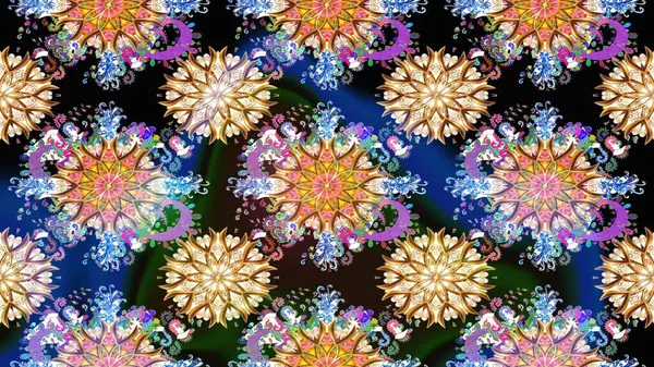 Güzel kumaş deseni. Düz Çiçek Elementleri Tasarımı. Asya tekstil tarzında. Çiçek desenli çizim. Raster illüstrasyonu. Renkli Bahar Teması çizim şablonu.