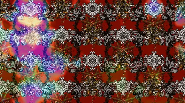 Kahverengi, gri ve kırmızı renkte çiçekler. Düz Çiçek Elementleri Tasarımı. Sevimli çiçek raster deseni. Renk Bahar Teması eskiz şablonu.