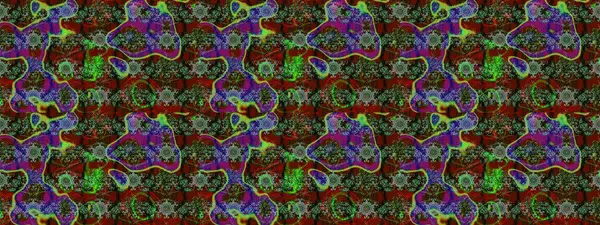 Vadinin çiçekleri yeşil, kırmızı ve gri renklerde. Soyut etnik raster çizim kalıbı. Çiçekler..