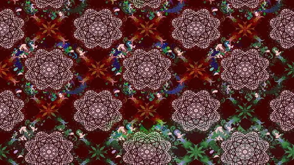 Kahverengi renkli şirin tekstil. Renkli çizim kalıbı. Raster illüstrasyonu. Çiçek arkaplan. Çiçek duvar kağıdı.