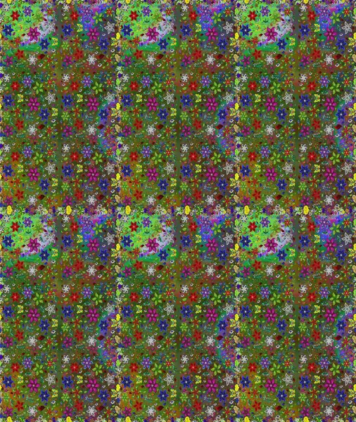 Raster çiçek izi. Çiçek yeşili, pürüzsüz desen. Klasik taslak çizimi.