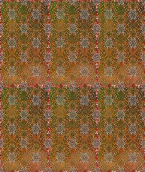 Çiçeksiz desenlerin resmi. Vadinin çiçekleri kahverengi renklerde.