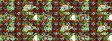 Raster illüstrasyonu. Yeşil, kahverengi ve nötr renklerde çiçekler. Yeşil, kahverengi ve nötr renkler üzerine çiçek çizimi. Şatafatlı bahar bahçesi dokusu. Çiçek deseni.